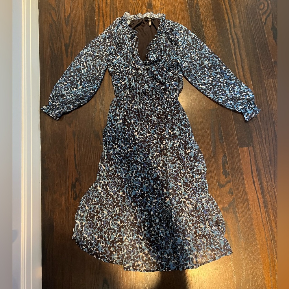 Aqua Floral Tiered Dress -  Size Small
